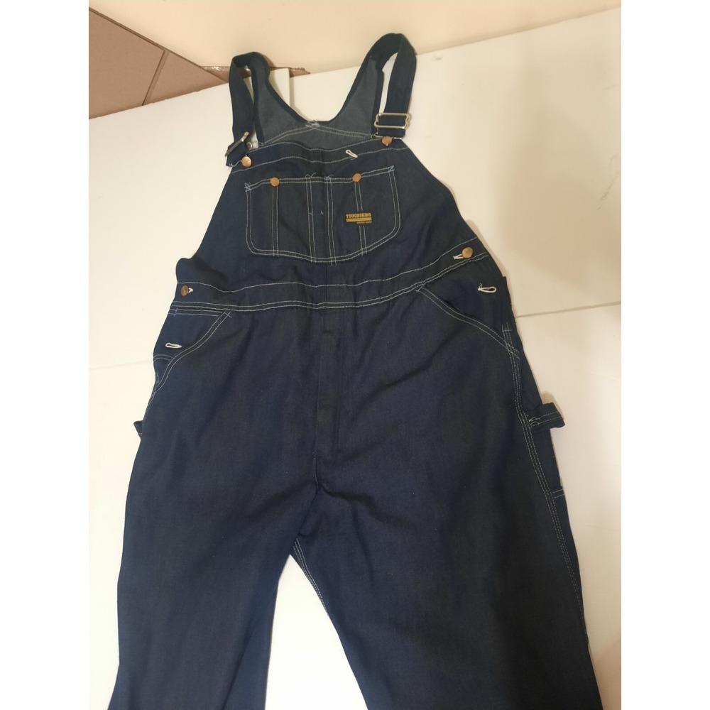 Toughskins 42 27 Mens Denim Overalls Dark Wash Vintage Union Made USA Carpenter